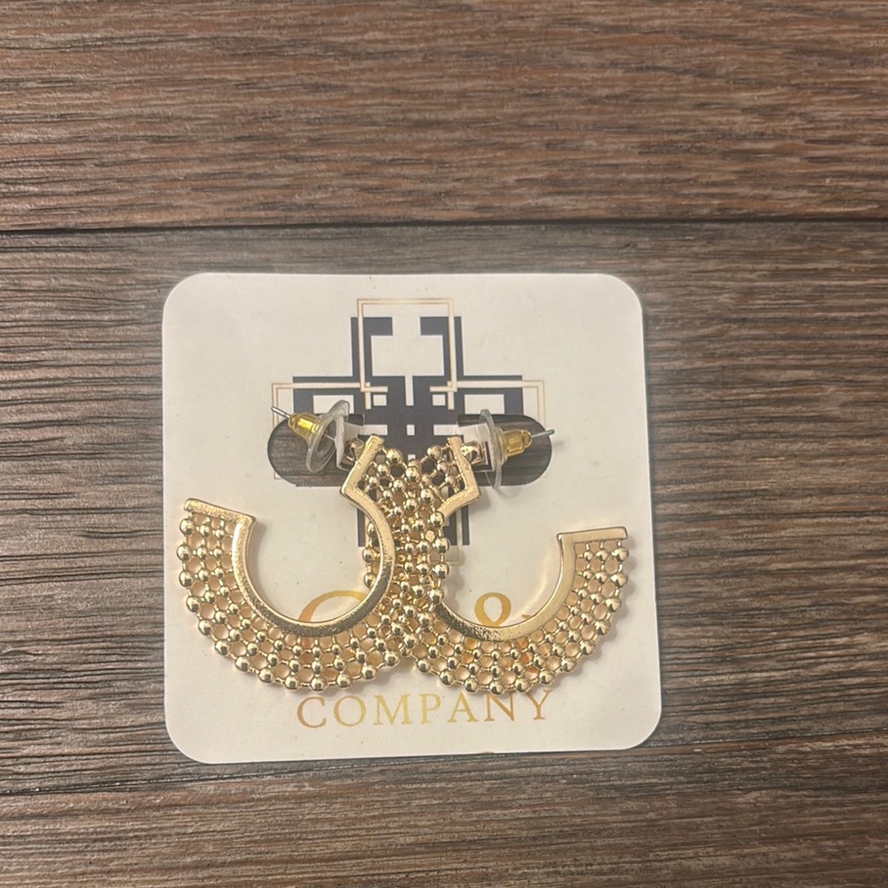 Gold Beaded Half-Hoop Earrings
